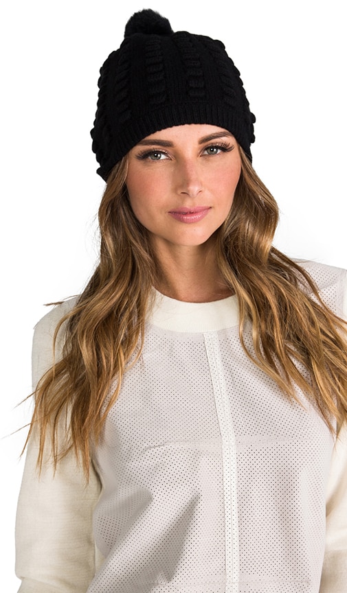 Dena Knit Hat with Rabbit Fur