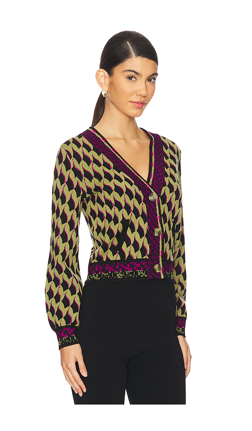 Shop Diane Von Furstenberg Bryant Cardigan In Olive,purple