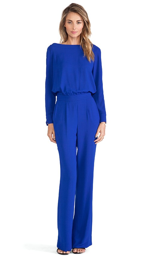 dvf blue jumpsuit