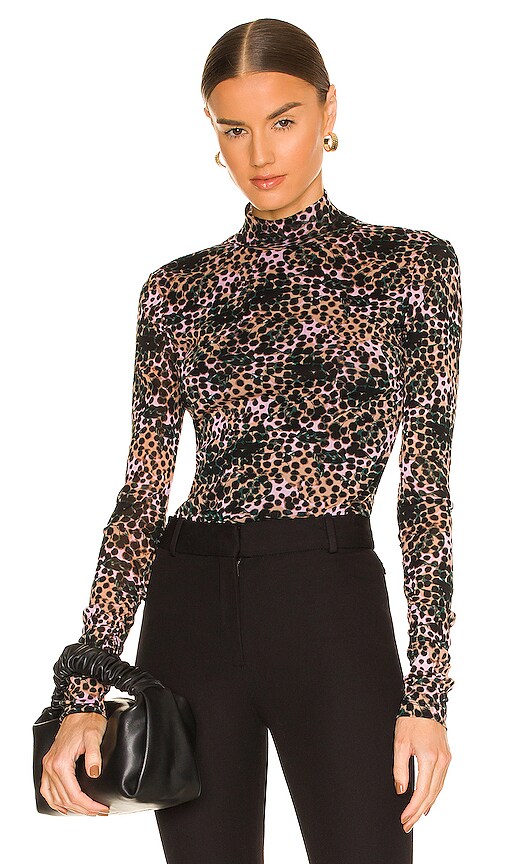 Diane von Furstenberg Double Layer Remy Top in Ink Dots Small Lavender Pink