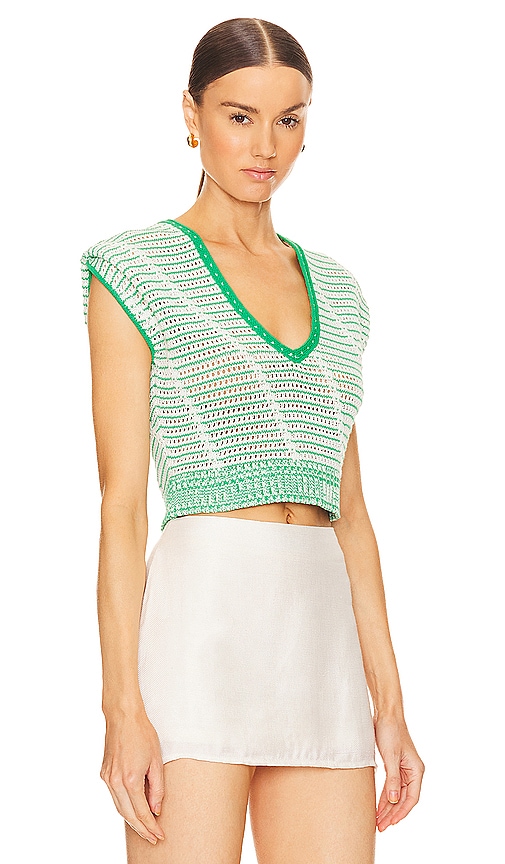 Shop Diane Von Furstenberg Claud Top In Tweed Knit Green