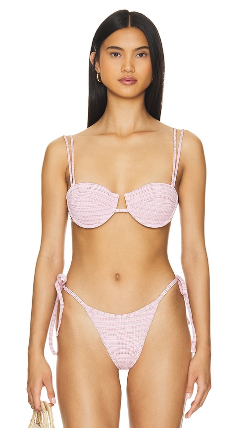Devon Windsor Lais Bikini Top In Pink