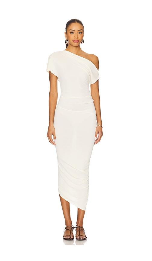 Lian Twist Midi Dress in Ivory. - size XS (also in L, M, S, XL)