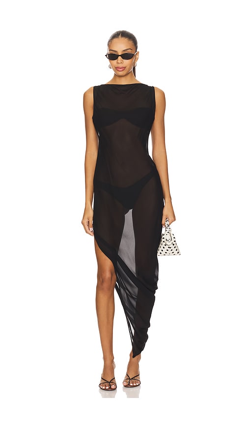 Via Asym Maxi Dress in Black. - size XS (also in L, M, S, XL, XXS)