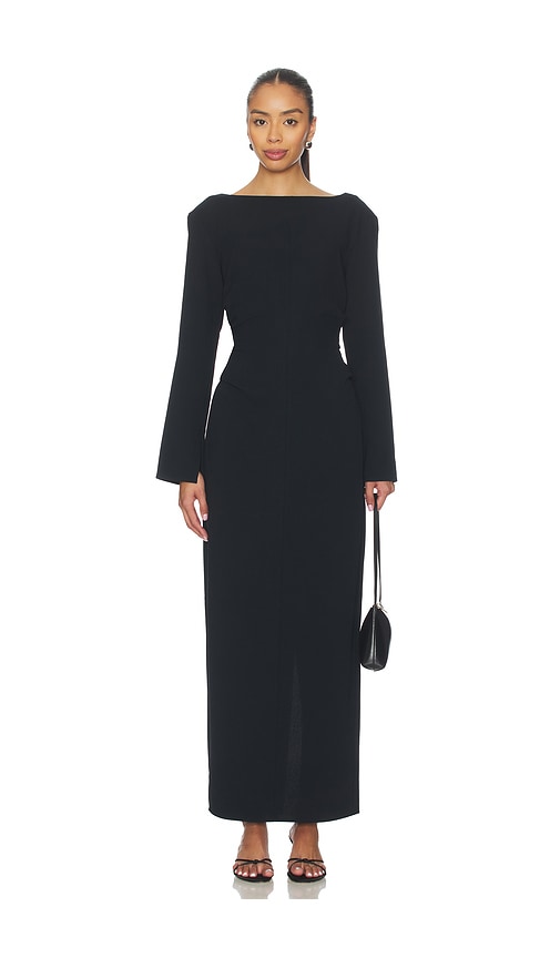 Eaves X Coco Norna Polished Crepe Maxi Dress In Black