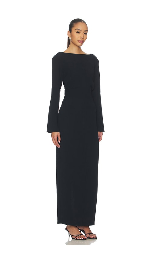 Eaves X Coco Norna Polished Crepe Maxi Dress In Black