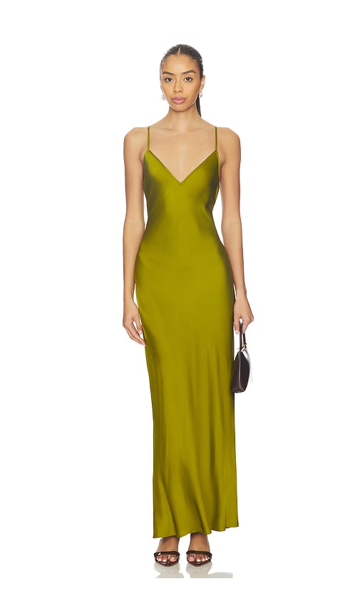Eaves Svann Midi Slip Dress In Green