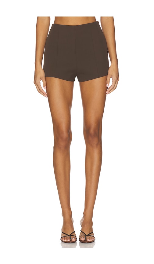 Naftali Polished Crepe Mini Shorts in Chocolate. - size M (also in S, XL, XS, XXS) - EAVES - Modalova