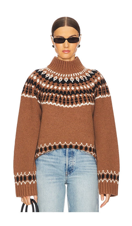 Eaves Cait Fair Isle Sweater In Brown Multi