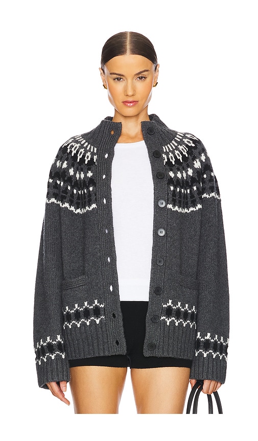 Eaves Jen Fair Isle Cardigan In 차코 Multi