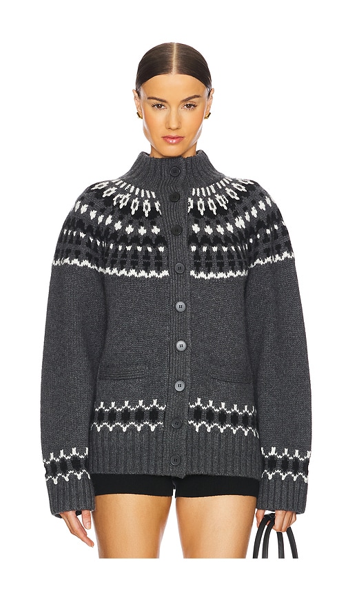 Eaves Jen Fair Isle Cardigan In 차코 Multi