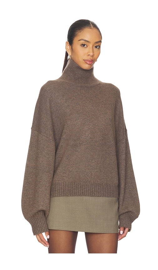  Eaves Ellara Oversized Knit Mock Neck In Taupe. Size Xs. Also In M, L. 