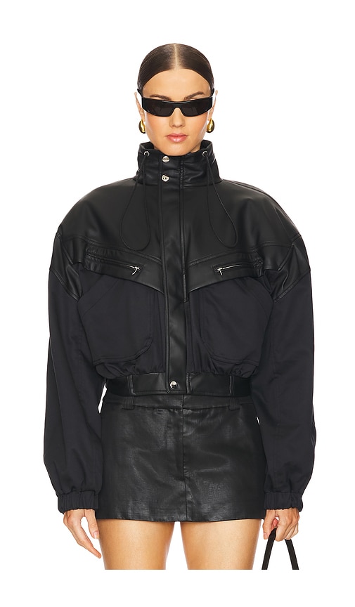 EAVES Aura Crop Bomber Jacket in Black | REVOLVE
