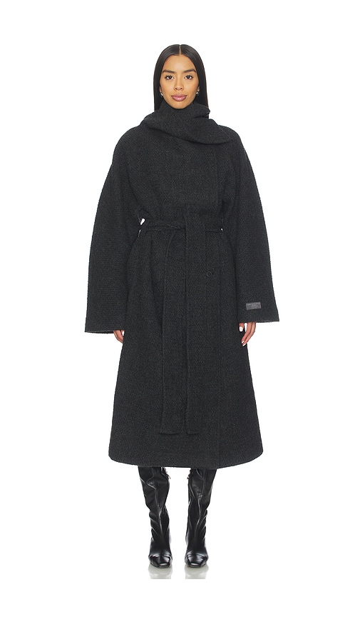 EAVES Silje Manteco Wool Funnel Neck Coat in Charcoal Grey