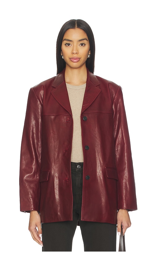 Eaves X Coco Aroa Leather Blazer Jacket In Red