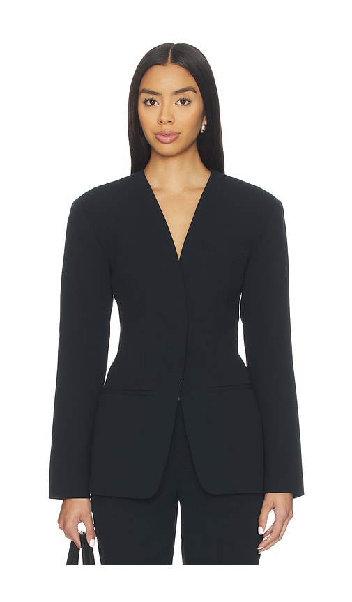 Eaves X Coco Unne Polished Crepe Blazer In Black