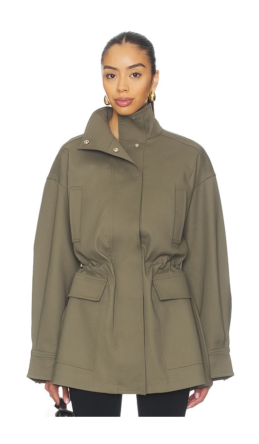 Eaves Mai Compact Suiting Parka Jacket In Green