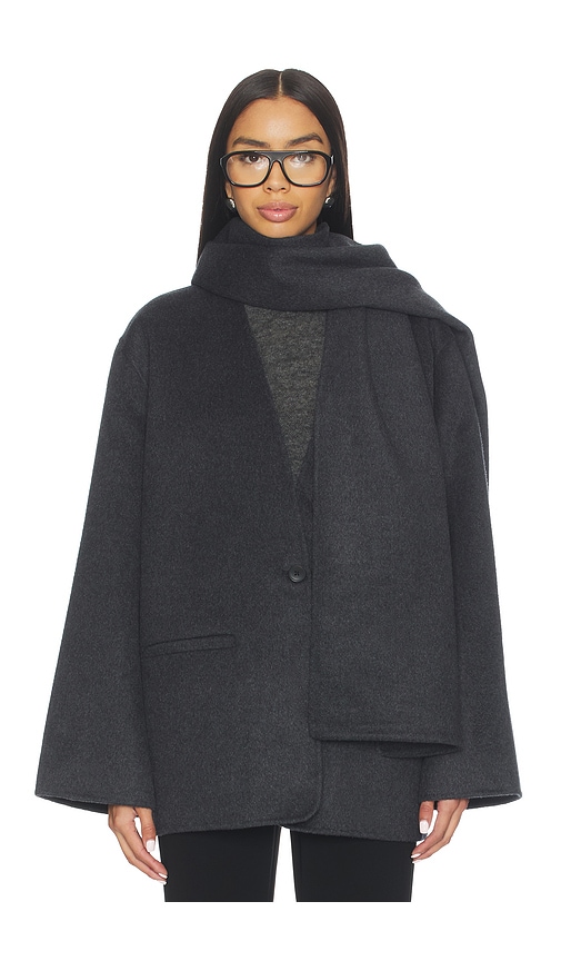 Eaves X Coco Ragni Wool Scarf Jacket In Gray