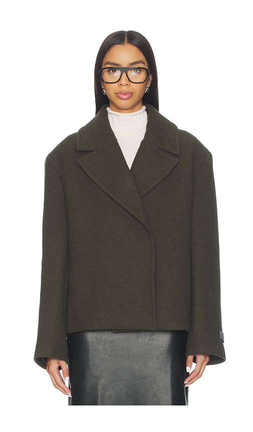 Eaves X Coco Osk Manteco Wool Cropped Peacoat In Green