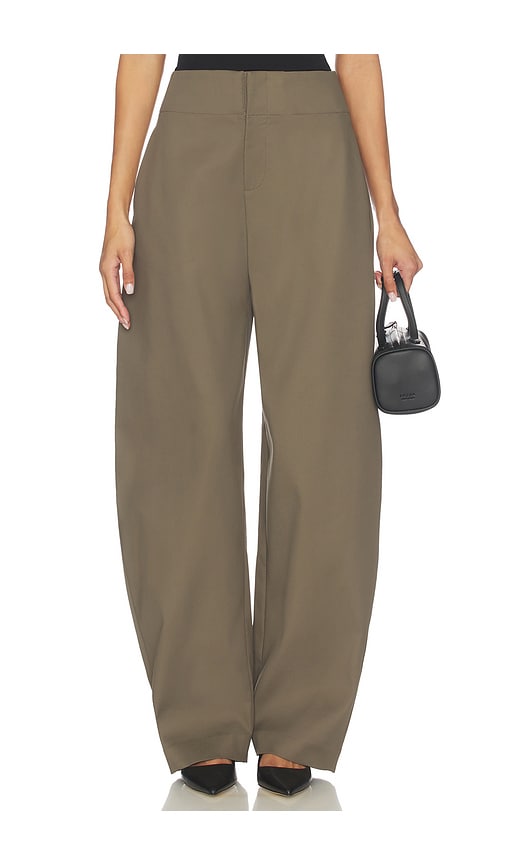 EAVES Mai Sculptural Compact Suiting Pant in Olive