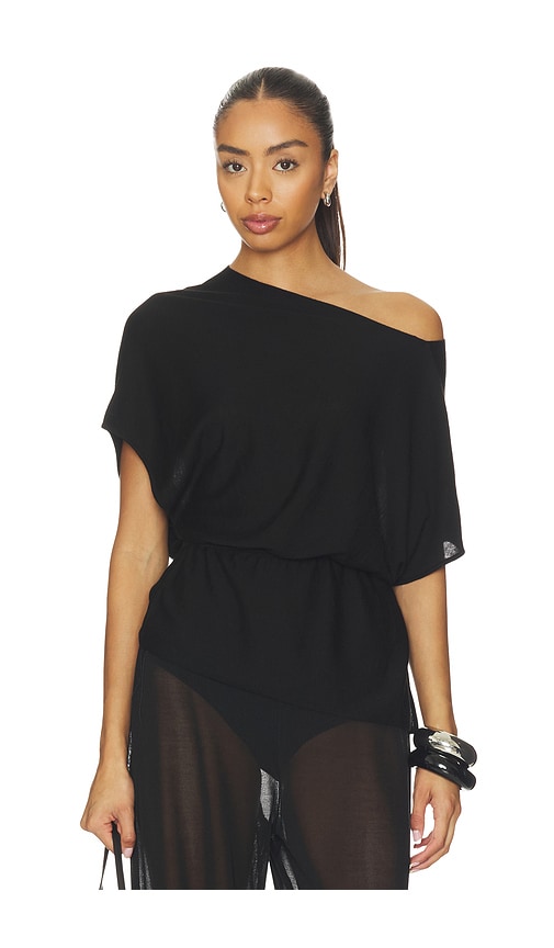 EAVES TOP ASYMTRIQUE EN MAILLE JAIDYN en Black Taille L Also en M S XL XS XXS 216 €