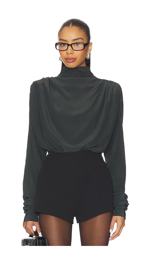 Eaves Saeunn Drape Neck Blouse In Green