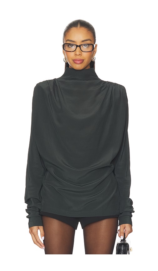 Eaves Saeunn Drape Neck Blouse In Green