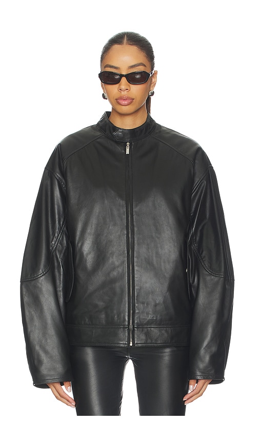 Eb Denim Domenico Leather Bomber Jacket In Black