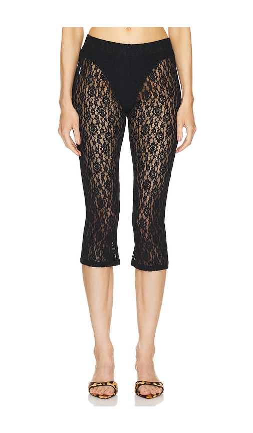 Shop Eb Denim Lace Capri In Black