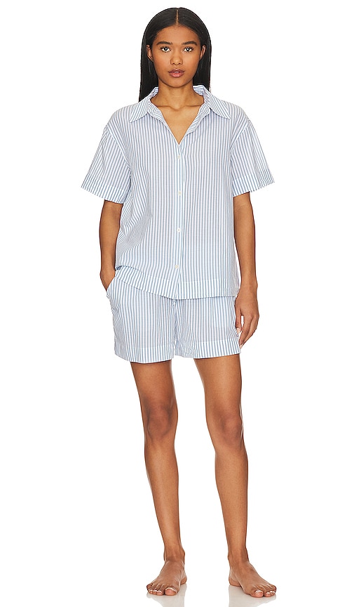 Eberjey Organic Cotton Pajama Short Set In Blue