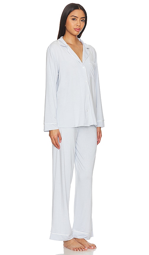 Eberjey Womens Heather Grey Sorbet Pink Gisele Stretch-woven Jersey Pyjama Set In Ice Blue & Ivory