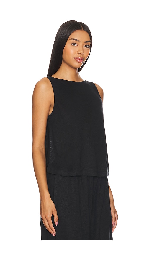 Shop Eberjey Organic Linen Crop Tank In Black