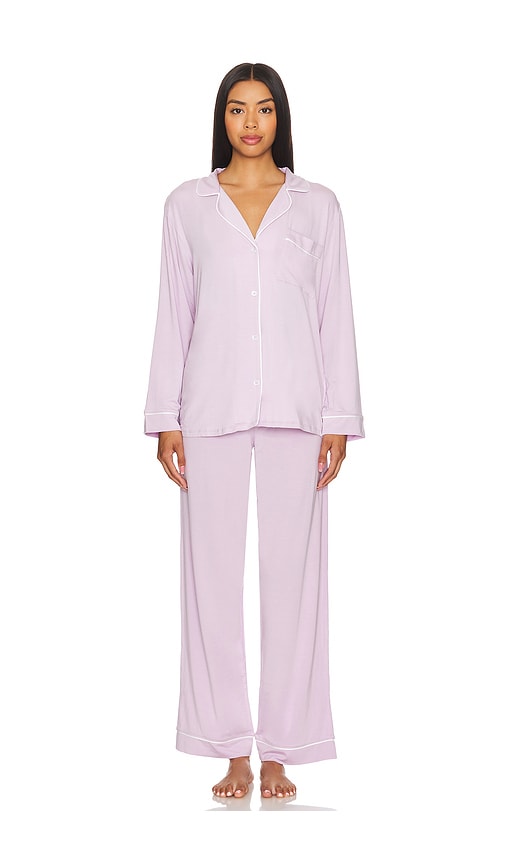 Eberjey Gisele Long Pj Set In Lavender & Ivory