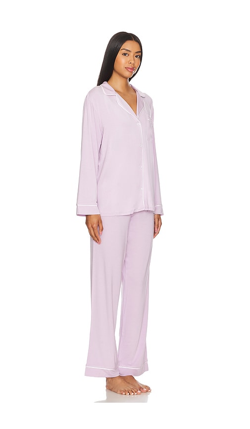 Eberjey Gisele Long Pj Set In Lavender & Ivory