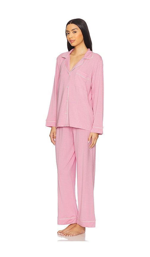 Shop Eberjey Gisele Long Pj Set In Rose Quartz & Petal Pink