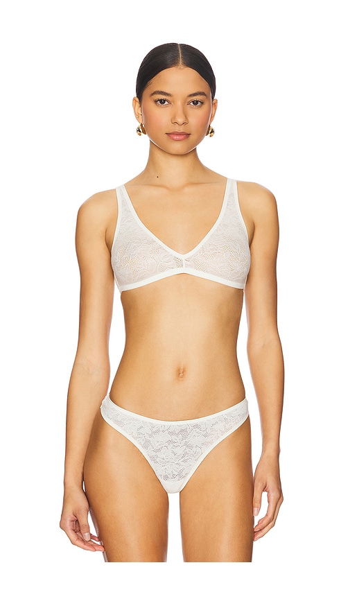 Recycled Lace Plunge Bralette in Ivory. - size XL (also in L, M, S, XS)