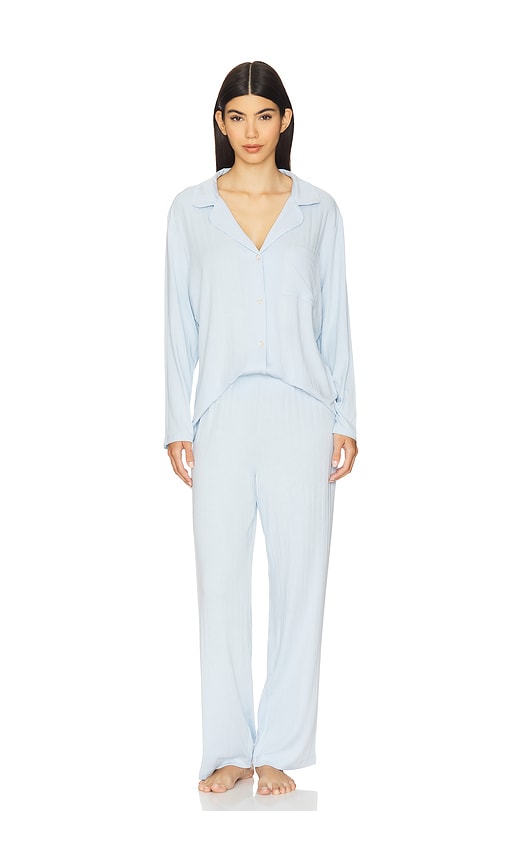 Gisele Rib Long PJ Set in Baby Blue. - size L (also in M, S, XL, XS) - eberjey - Modalova