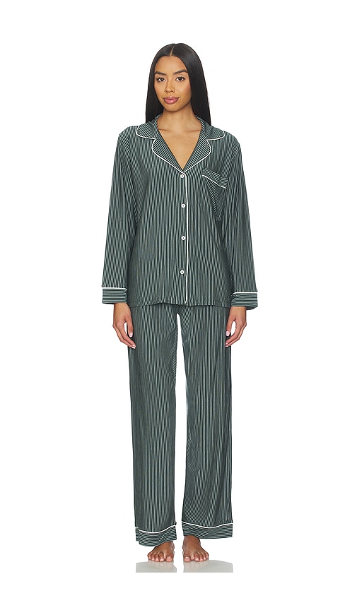 Eberjey Gisele Printed Long Pj Set In Green