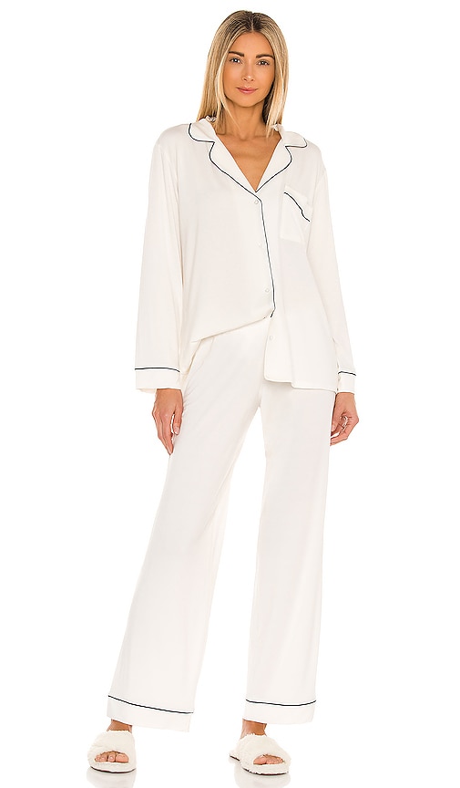 GISELE LONG PJ SET - HERITAGE BLUE/IVORY