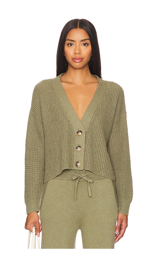 Shop Eberjey Recycled Sweater Cropped Cardigan In Moss