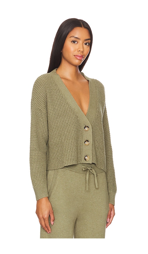 Shop Eberjey Recycled Sweater Cropped Cardigan In Moss