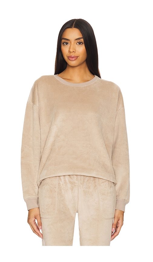 Eberjey Reversible Plush Sweatshirt In Beige