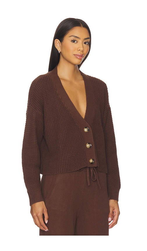 Eberjey Recycled Sweater Cropped Cardigan In Brown