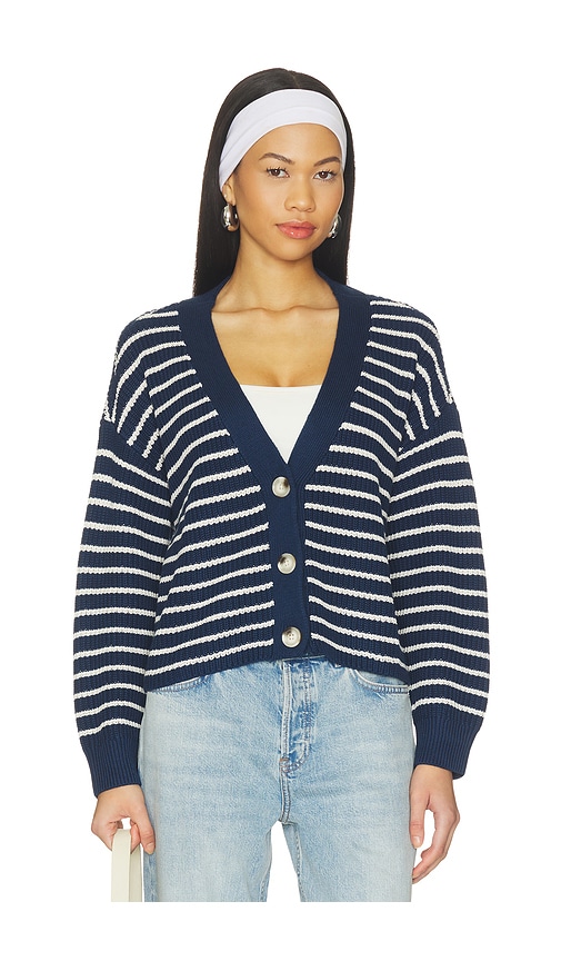 eberjey Fine Gauge Cropped Cardigan in Navy. - size XS (also in S, M, L, XL)