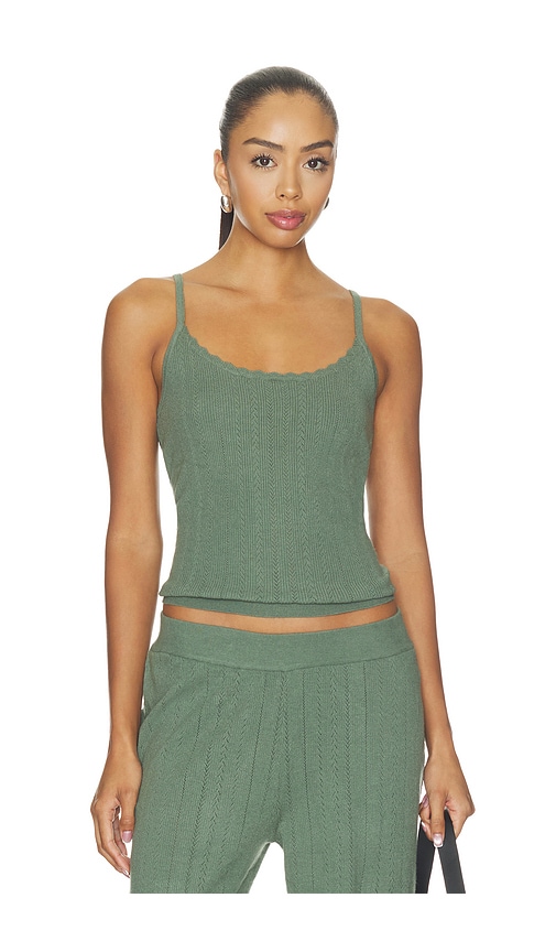 eberjey Pointelle Scoop Neck Cami Top in Sage. - size L (also in M, S, XL, XS)