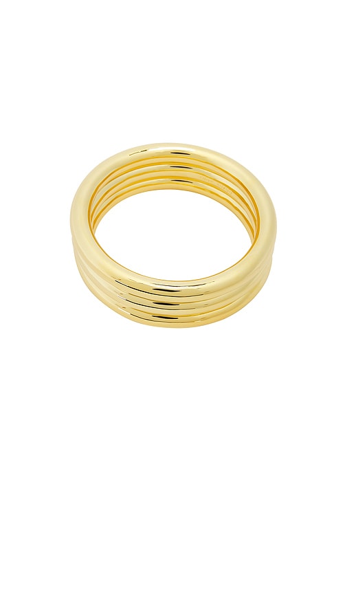 Cylinder Bangle Set in Metallic Gold.