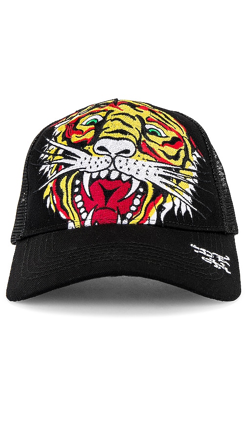 Ed Hardy Tiger Head Hat In Black & White