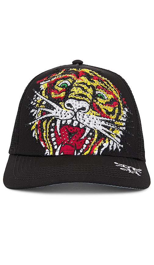 Shop Ed Hardy Rhinestone Tiger Hat In 黑色