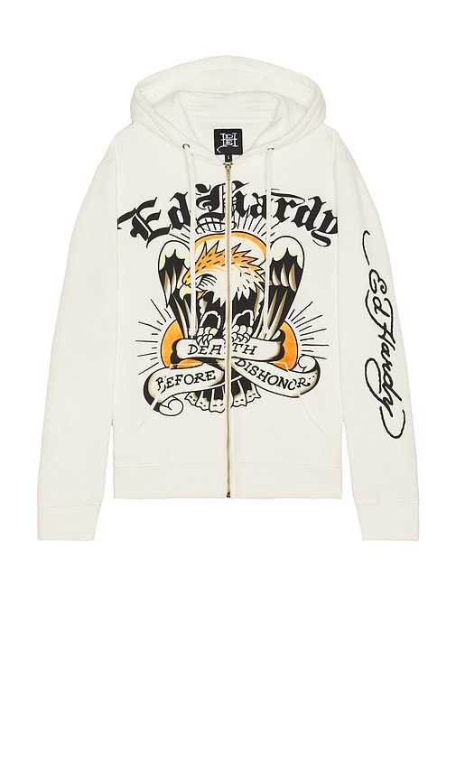 Eagle Fleece Zip Up Hoodie in White. - size L (also in M, S, XL/1X) - Ed Hardy - Modalova
