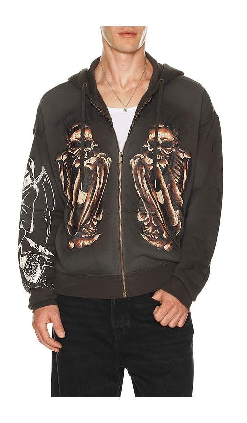Ed Hardy Skeles Boxy Zip Hoodie